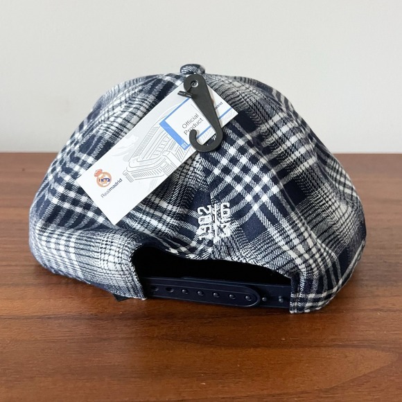 Real Madrid Adjustable Snapback Hat Plaid Navy White Official Licensed New Tags - Picture 8 of 10
